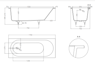 Ванна из искусственного камня Salini Ornella S-Stone 102321M 170x75см белый матовый